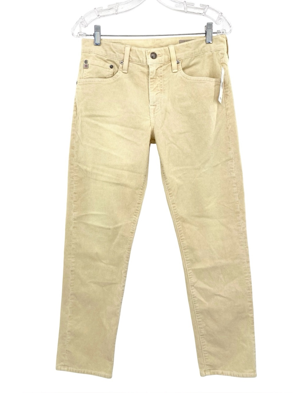 AG-ED Denim Adriano Goldshmied Prima Ankle Corduroy Pale Yellow Pants New